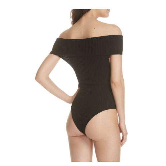 Free People Too Good Ribbed Off-The-Shoulder Bodysuit Black Size S - Picture 2 of 2